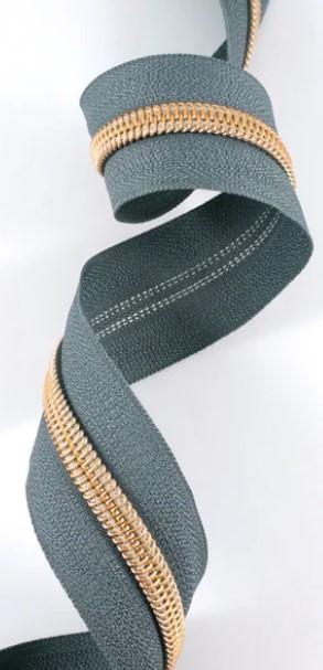 Zippers by the Yard - Size #5 - Medium Grey/ Rose Gold Coil - No Pulls - EBZP5-GRY3RSG