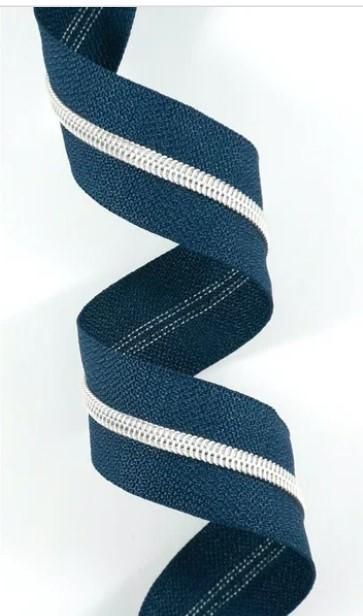 Zippers by the Yard - Size #5 - Navy/Silver Coil - No Pulls - EBZP5-NVY3SL