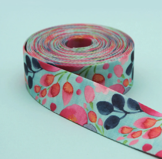 Blooming Bliss - Printed Webbing - 1" - WPR-107-10-Y6