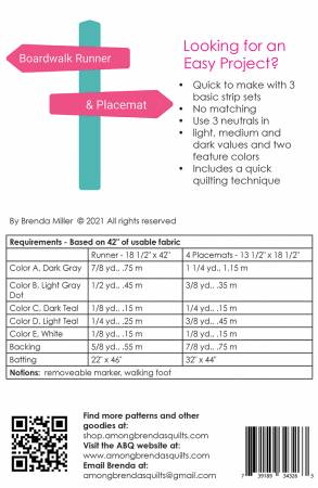 Boardwalk Runner & Placemat Fabric Requirements