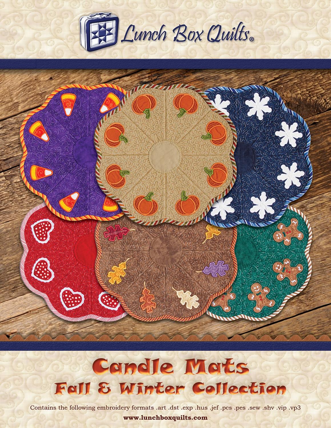 Candle Mats Fall and Winter Collection Applique Machine Embroidery Designs # EC-CA1-DD