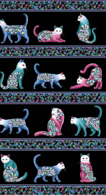 Cat's Meow - Border Stripe - Black - 16946P-12