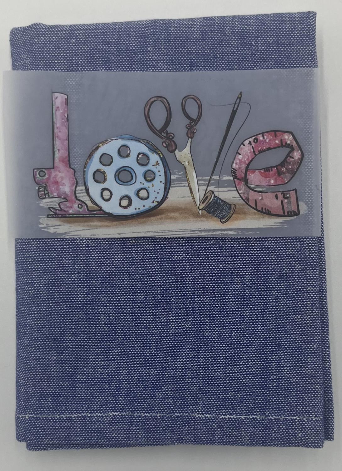 Chambray Dishtowel  w/ Love heat  transfer