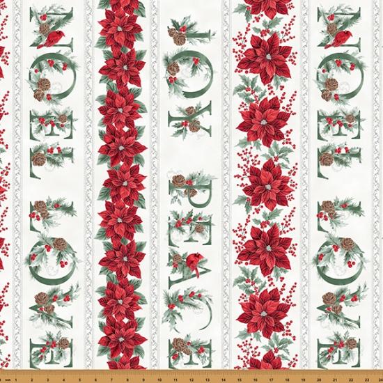 Christmas Splendor Border- Winter Cherry Silver  - 27780-441