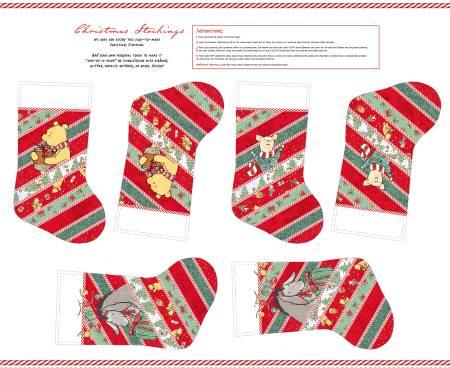 Christmas at Pooh Corner - Red/Green Christmas Stockings 36 x 44 Inch Panel # 9114PS-86