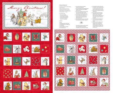 Christmas at Pooh Corner - Red Advent Calendar 36 x 44 Inch Panel # 9113PS-88