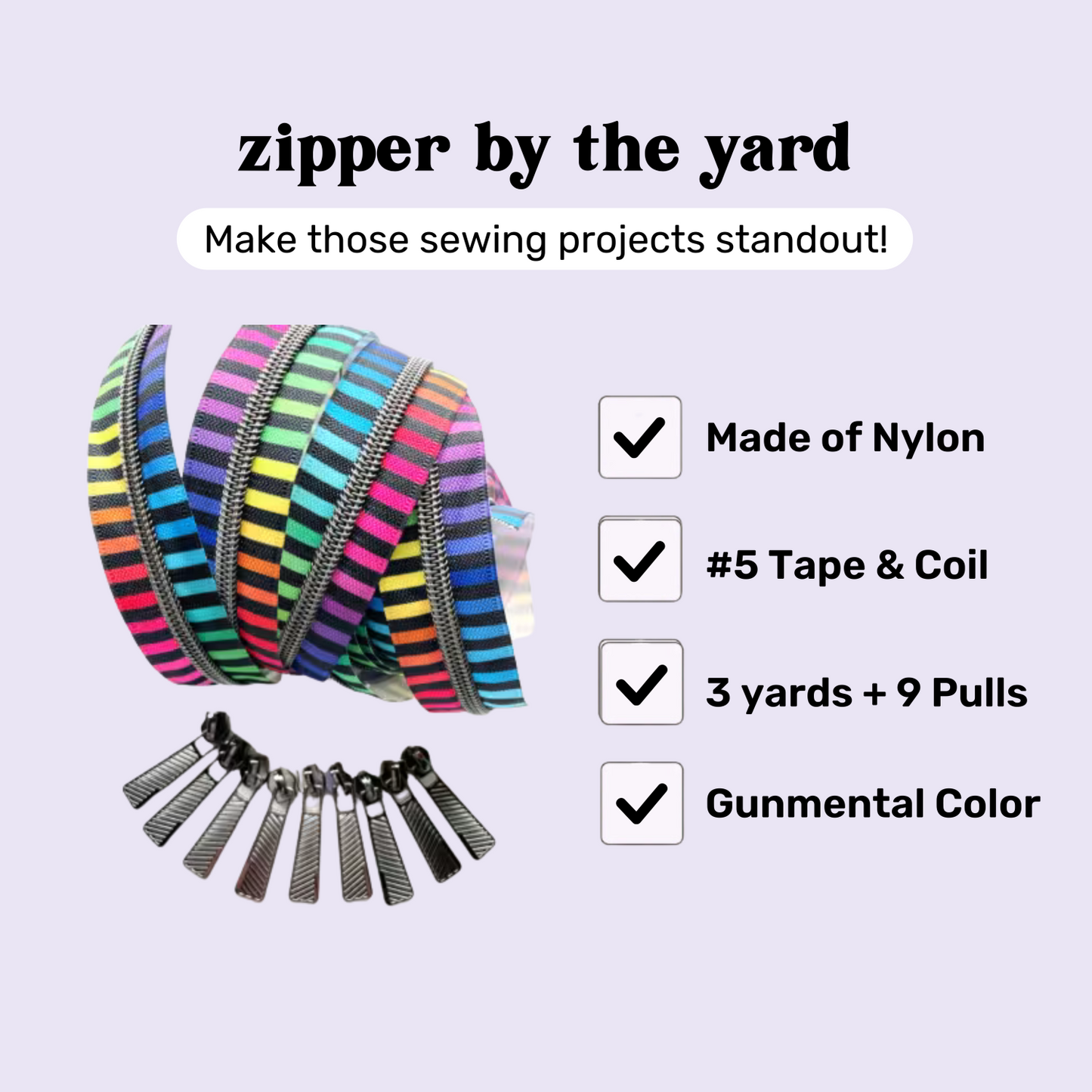 Color Stripes Gunmetal Zipper Pack # SHH-ZIP5EACOLOR