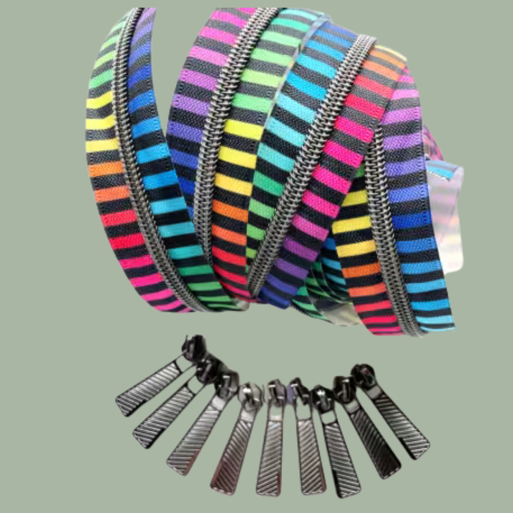 Color Stripes Gunmetal Zipper Pack # SHH-ZIP5EACOLOR