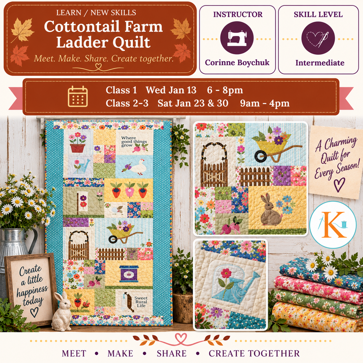 Cottontail Farm Ladder Quilt - Wed Starts Jan 13 @6pm