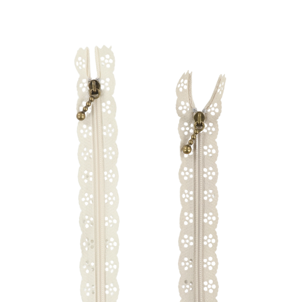 Cream and Pebble Lace Zipper - KDKB1331