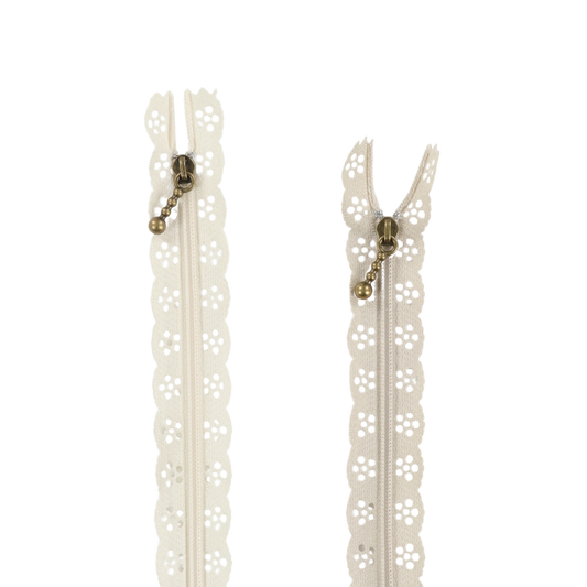 Cream and Pebble Lace Zipper - KDKB1331