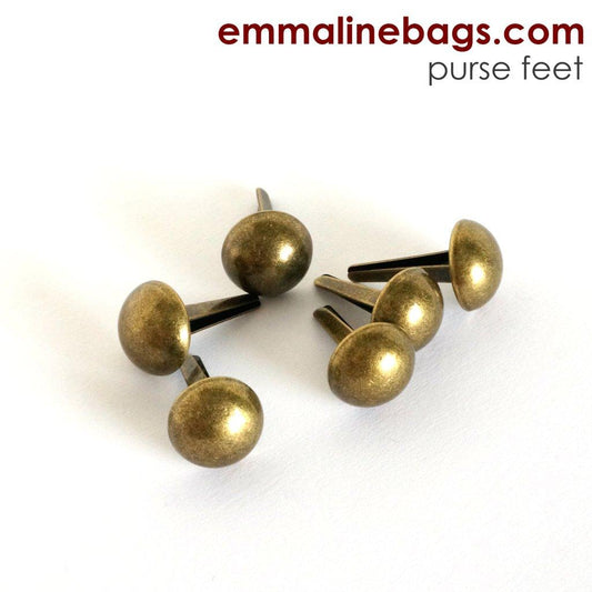 DOMED Purse Feet: 1/2" (12 mm) (6 Pack) - FEET12mm-AB/6