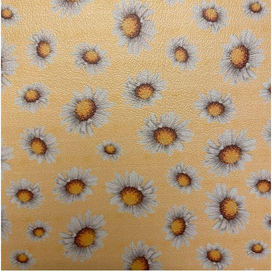 Daisies on Light Yellow Printed Vinyl