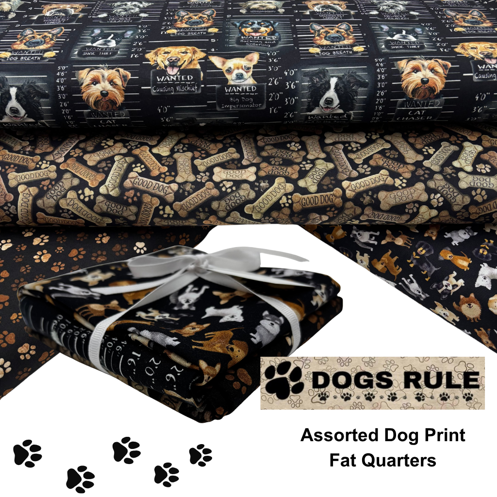 Dogs Rule - Assorted Dog Print Fat Quarters - 4 pack