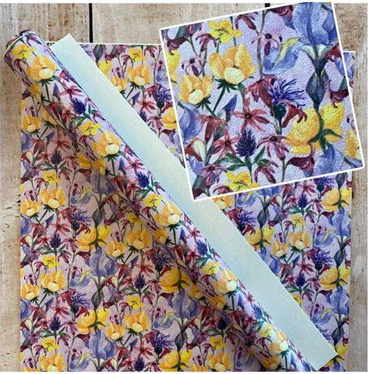 Floral Yellow on Lavender Printed Vinyl