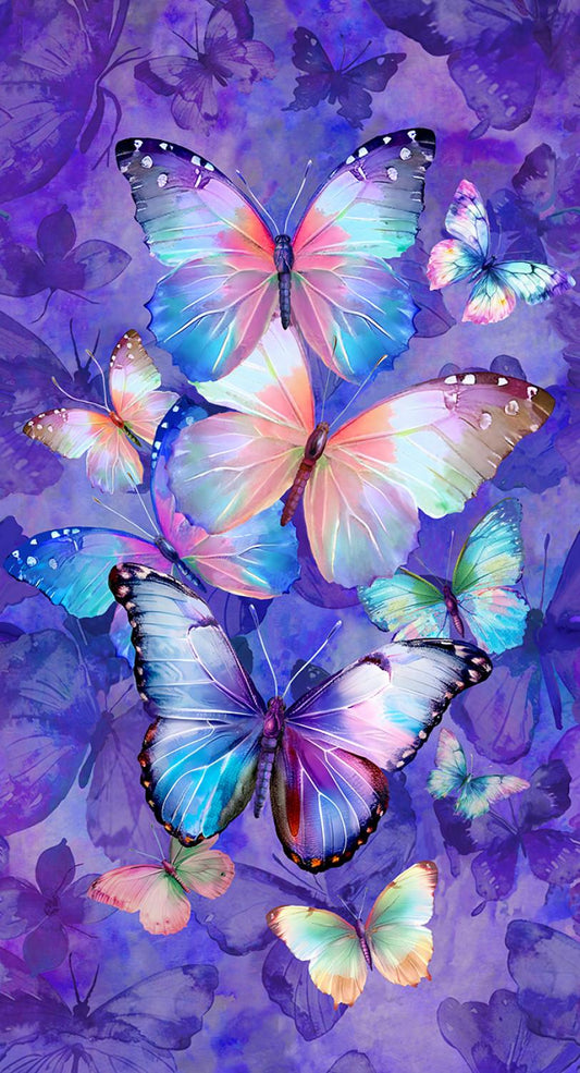 Flutter - Purple Butterfly Panel - 24" - CD3776-PUR