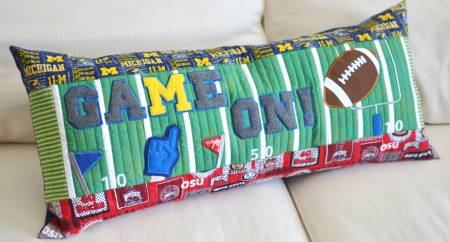 Game On Football Bench Pillow Machine Embroidery # KD548 - Special Order