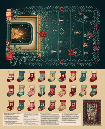 Gifts of Gratitude Advent Panel - Teal/Tan 36 Inch # 2539P-74