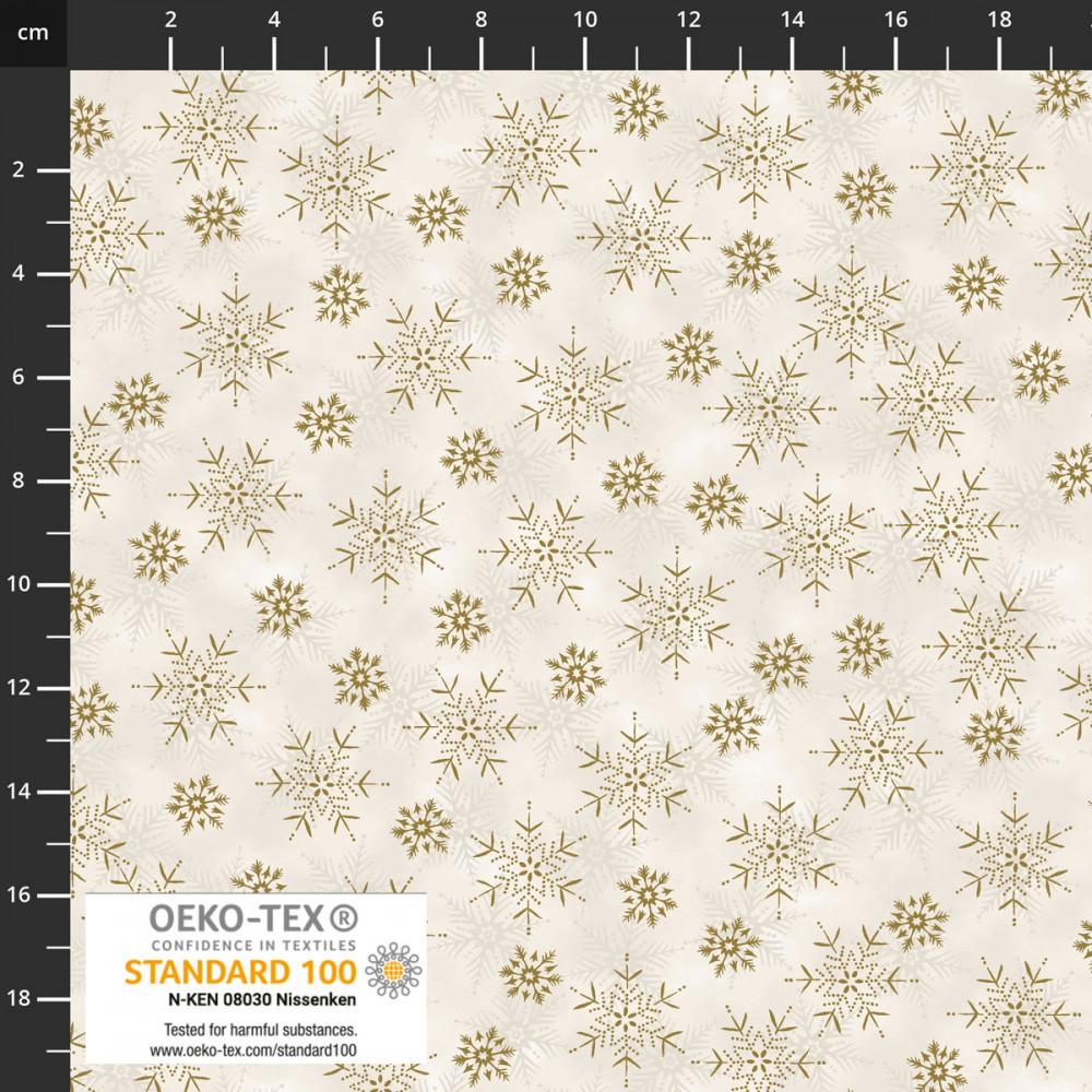 We Love Christmas  Stof - Small Snowflake - Cream/Gold - 4591-131