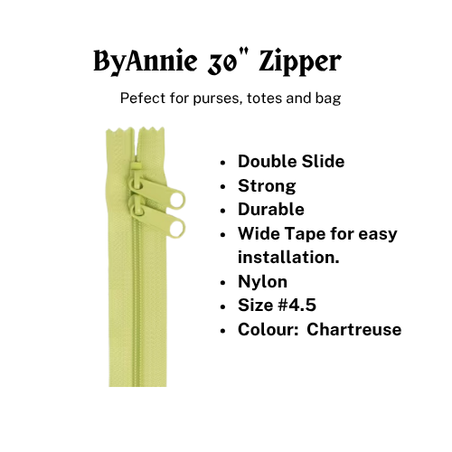 Handbag Zipper 30in Chartreuse # ZIP30-198