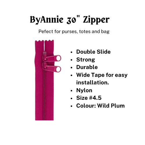 Handbag Zipper 30in Double-Slide - Wild Plum # ZIP30-258