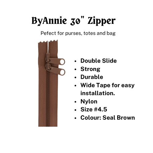 ByAnnie Handbag Zipper 30in Seal Brown # ZIP30-140