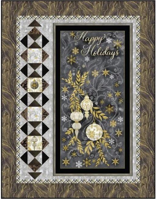 Happy Holidays - Silver & Gold - Lap Quilt Kit