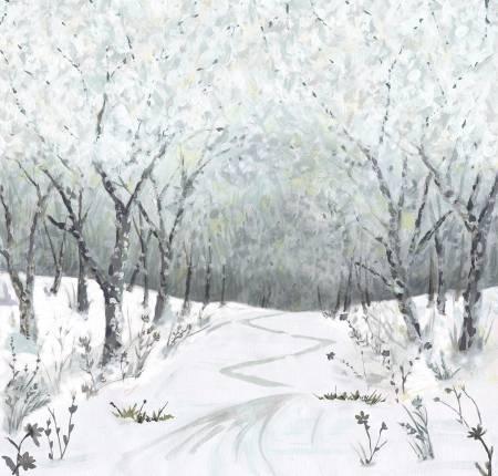 Hazy Shade of Winter - Slate Winter Road 44 Inch Panel  # 8443PS-79