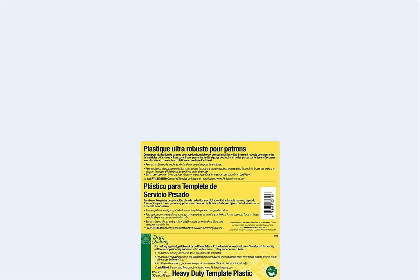 Heavy Duty Template Plastic, 12"X18" - DZ3115