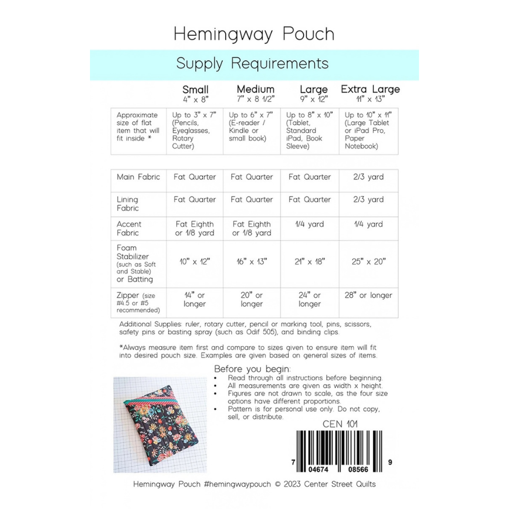 Hemingway Pouch # CEN101