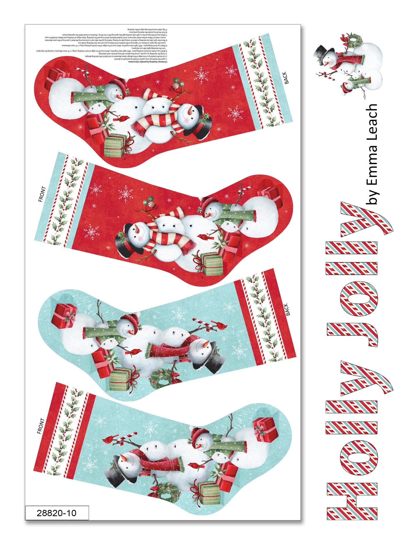 Holly Jolly -  Stocking Panel - White Multi - 28820-10