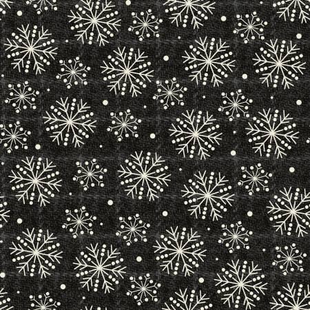 Holly Jolly Flannel - Black Snowflakes # F10895M-J