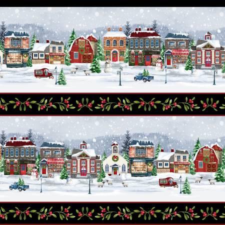 Hollyville Manor - Black Border Stripe 24 Inch repeat # 3523-99