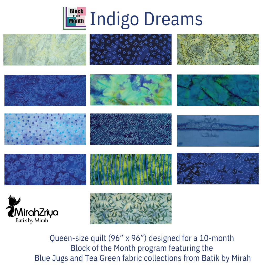 Indigo Dreams Block of the Month Fat Eighths Insurance Bundle