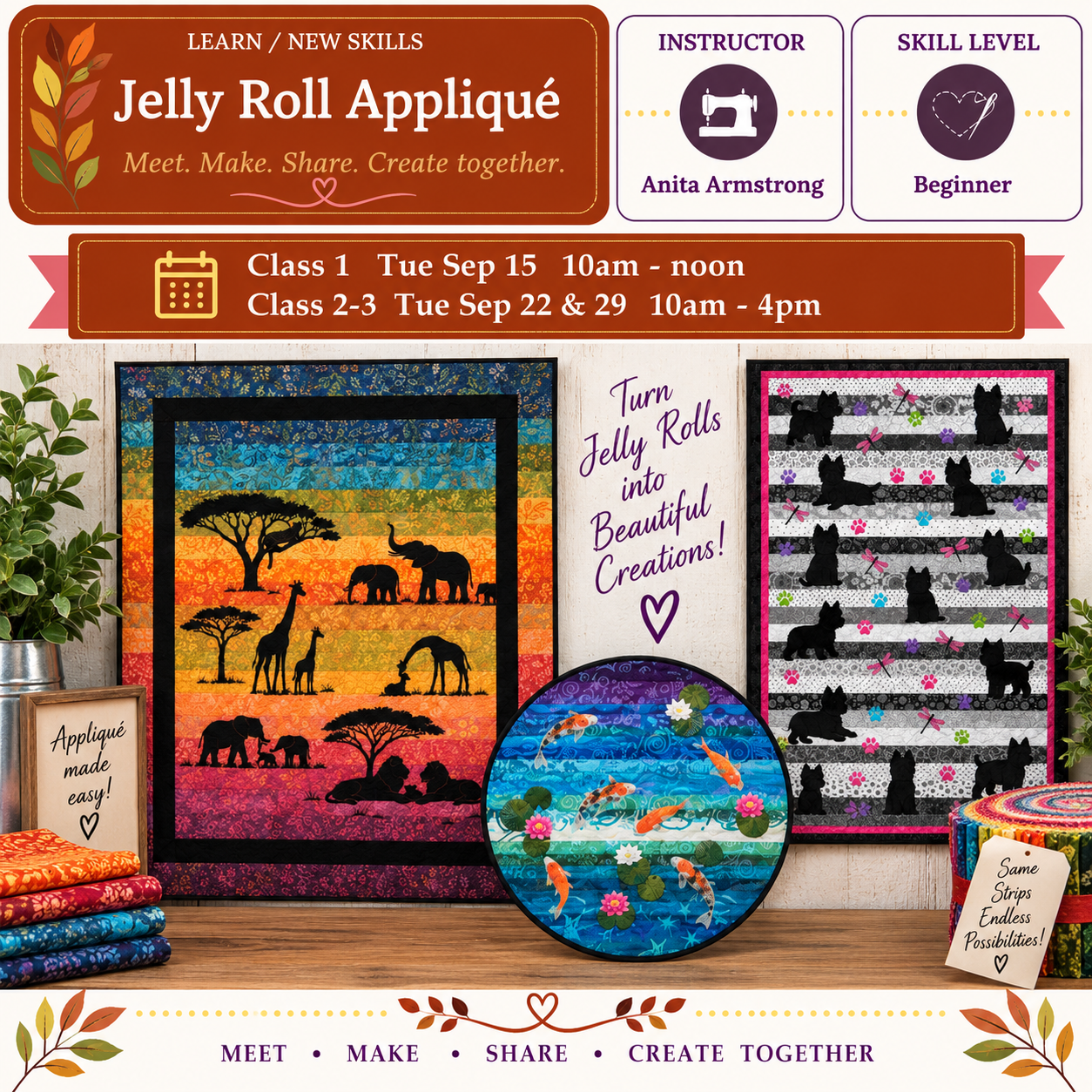 Jelly Roll Appliqué - Starts Tue Sep 15 @6pm