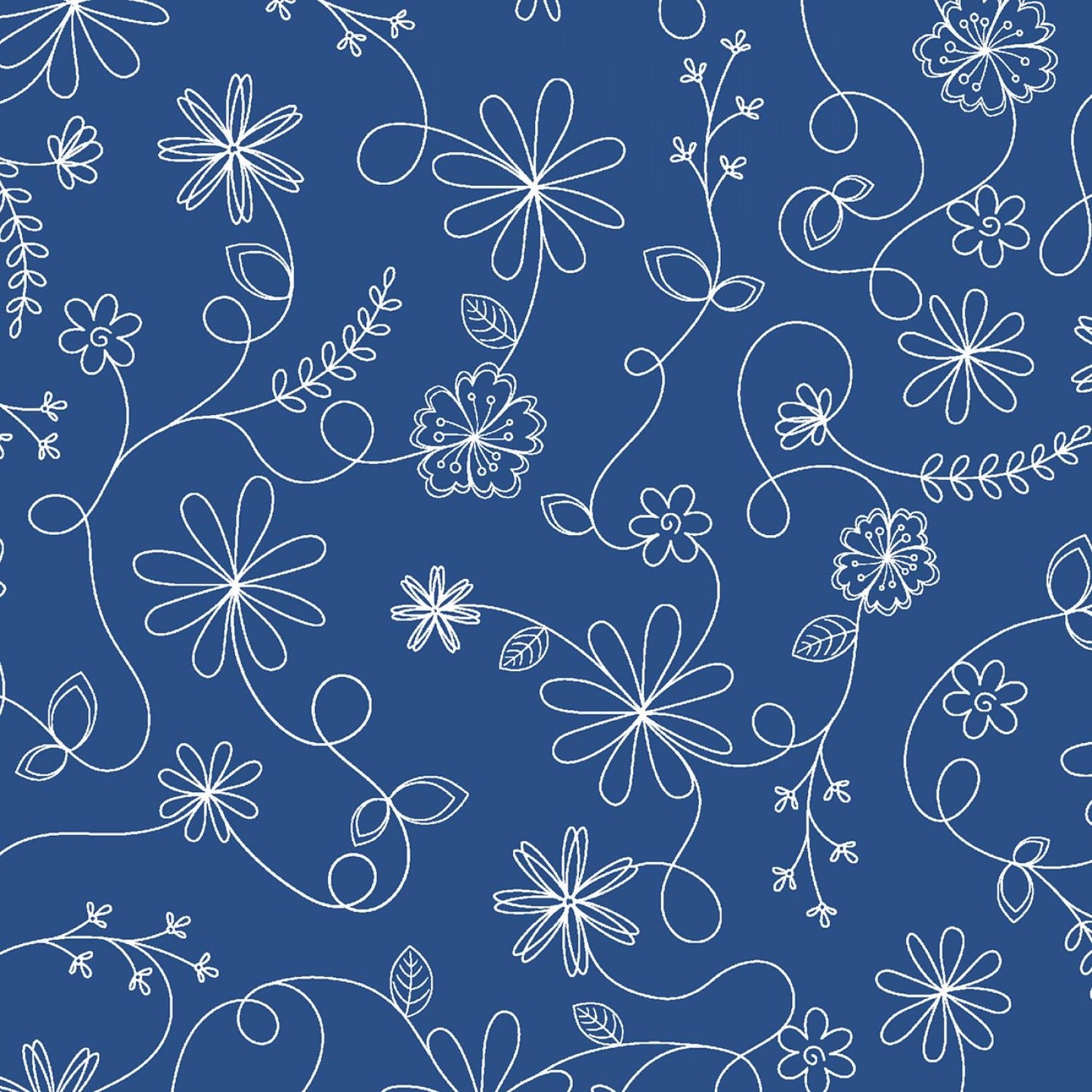 Kimberbell Basic - Blue - Swirl Floral - 8261-B