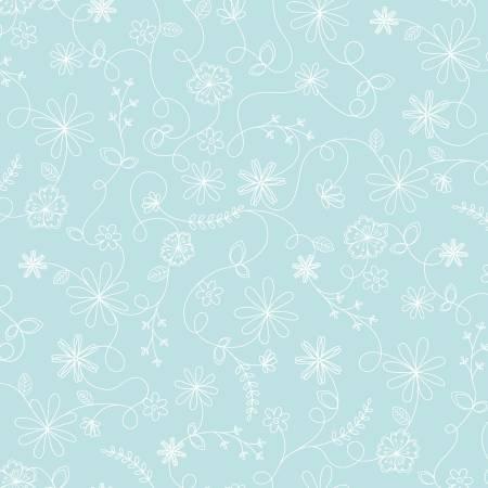 Kimberbell Basic Flannel - Aqua Swirl Floral - MASF8261 FLAN Q2