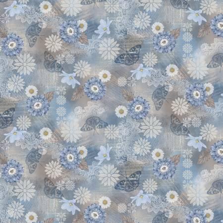 Kindly,Yours - Blue/Taupe Floral Mementos 10.2 Inch # 8998S-13