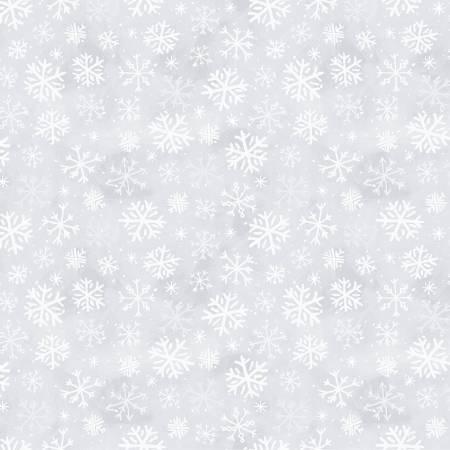 Light Gray Snowtime Flannel Snowflakes # Y4557-5