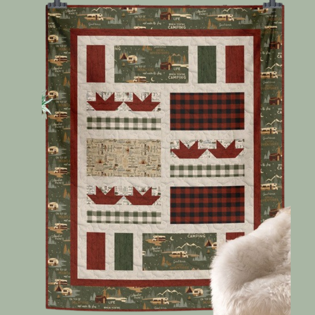 Living The Dream Rectangle Lap Quilt Kit - Red/Greeen 50" x 64"
