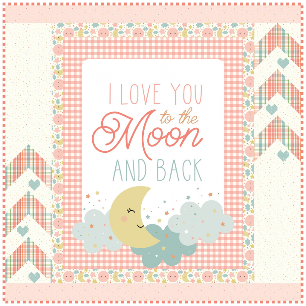 Love You To The Moon Coral Lap Quilt Kit