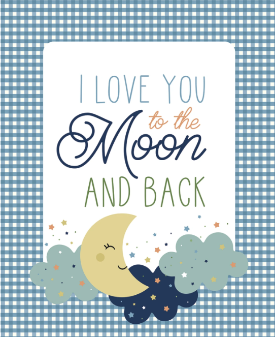 Love You To The Moon Flannel - Panel - 36.5inch - F18277R-Blue