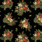 Merry Christmas Holiday - Cardinal On Floral Metallic - CM4145 BLK