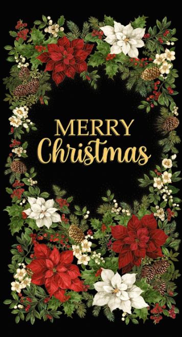 Merry Christmas Holiday - Panel - CM4141 BLACK