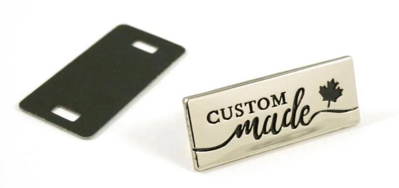 Metal Bag Label - Custom Made With Maple Leaf