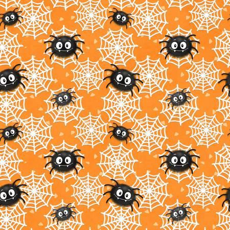 Moonlight Mischief - Orange Spider and Web Glow 6 Inch # 2557G-33
