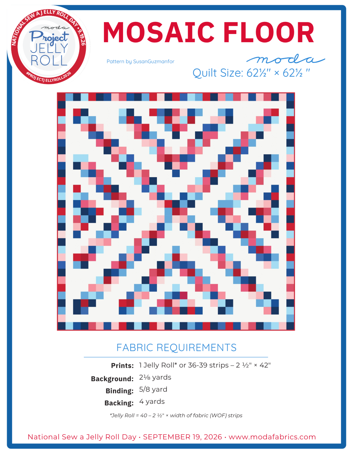 Mosaic Floor Jelly Roll Pattern - Free Download