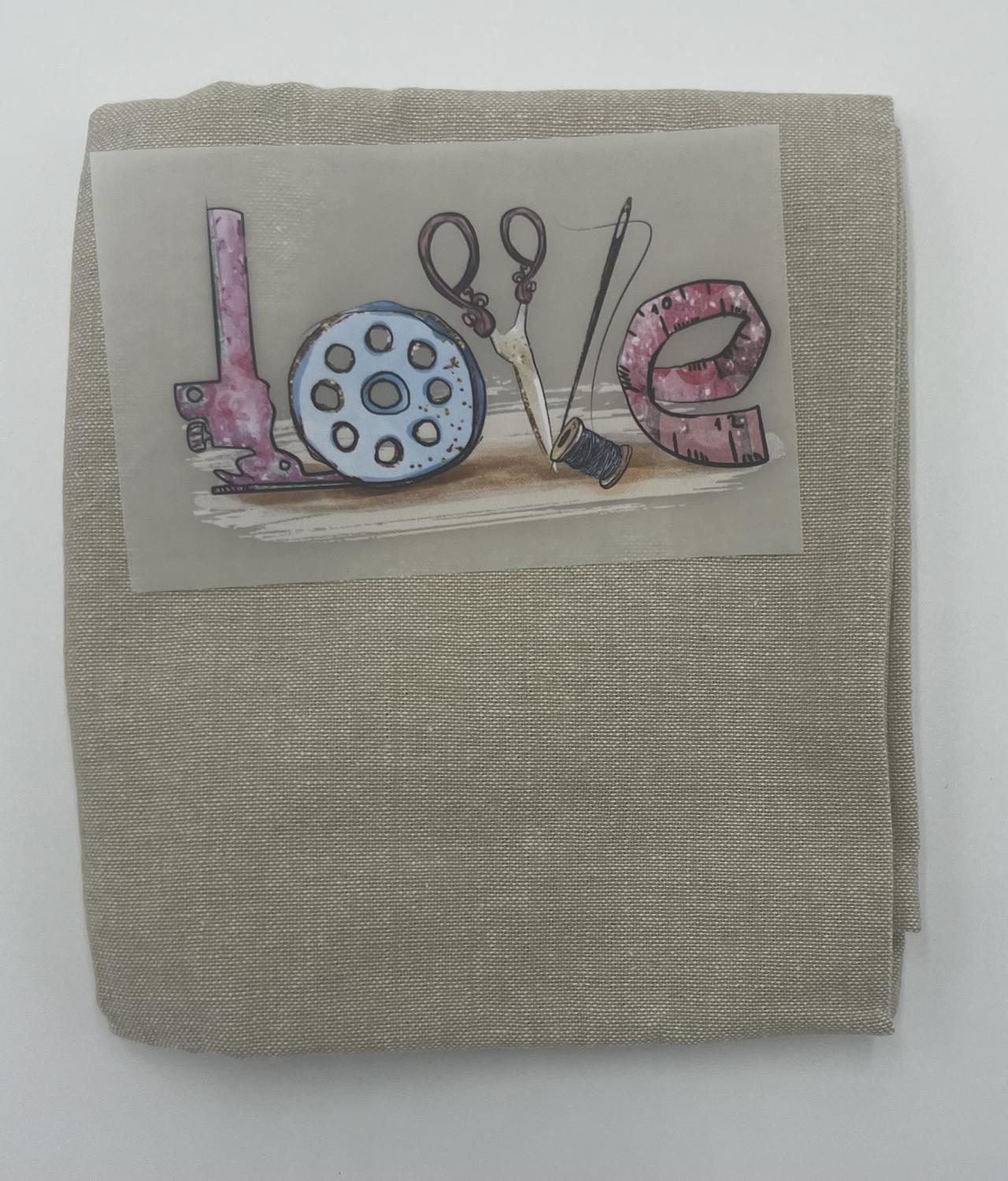 Oatmeal Dishtowel  w/ Love heat  transfer