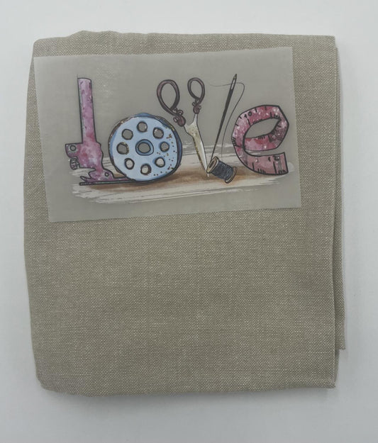 Oatmeal Dishtowel  w/ Love heat  transfer