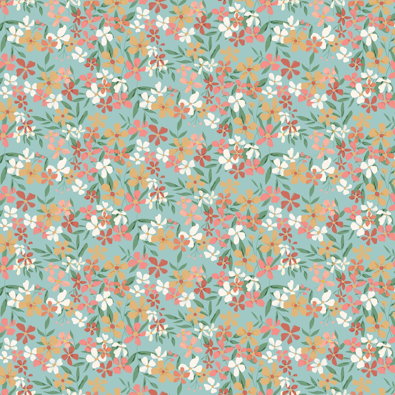 Painted Blossoms - Teal - 724652